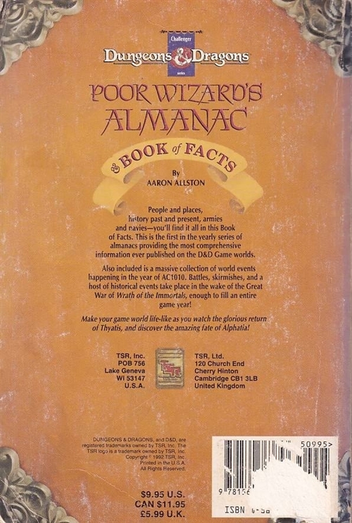 Advanced Dungeons & Dragons - Poor Wizards Almanac and Book of Facts - Rollespilsbog (Genbrug)